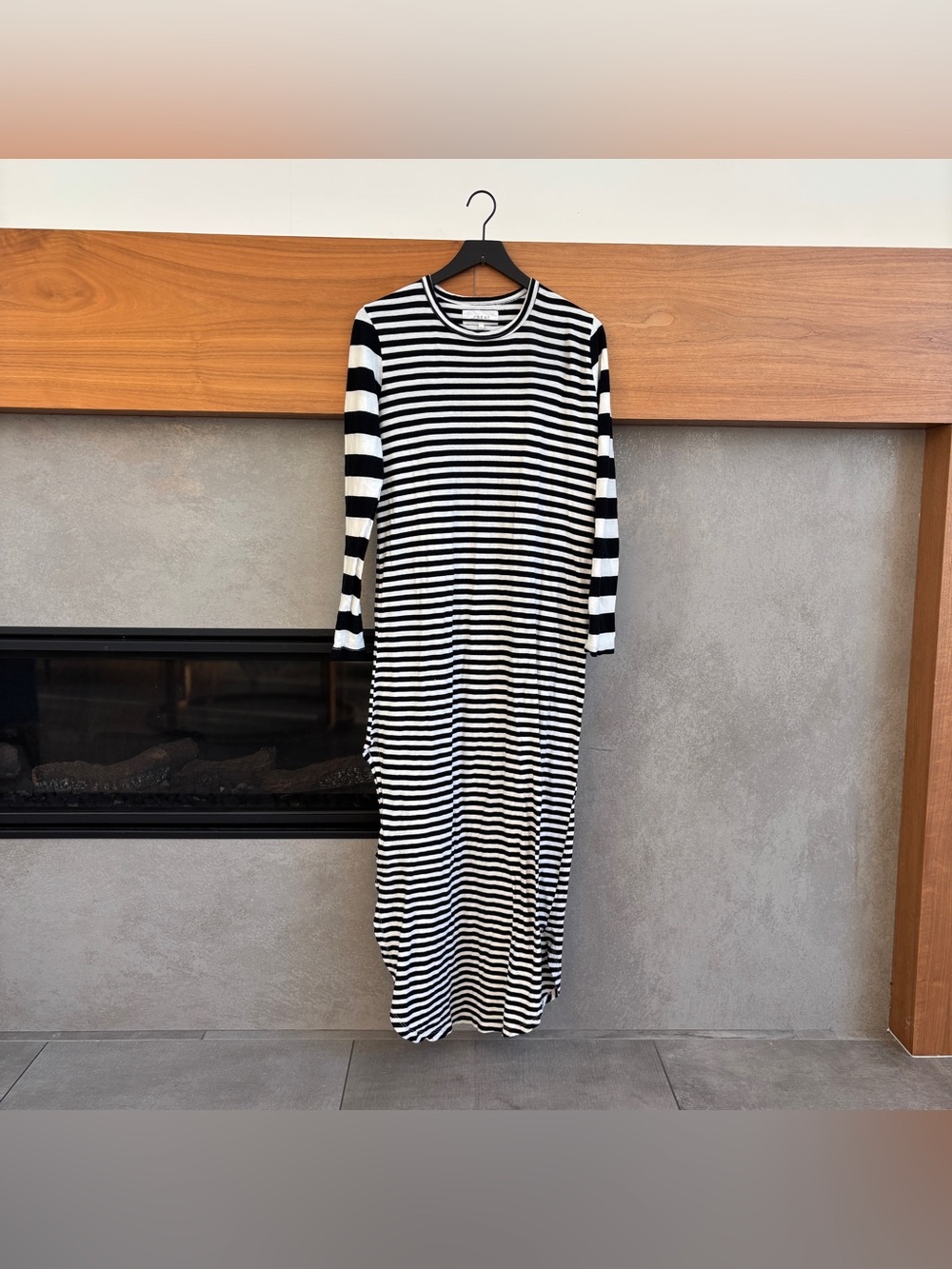 The Great. Long Sleeve Striped Tee Shirt Maxi Dress, Size 0
